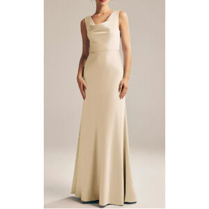 AW BRIDAL 6 S champagne Maura satin bridesmaid cocktail party maxi dress B114